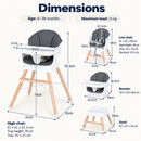 Baby Direct Convertible Wooden High Chair and Booster — Grey, gallery image 5