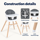 Baby Direct Convertible Wooden High Chair and Booster — Grey, gallery image 9