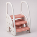 Pink three-step toddler stool with safety handles