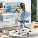 Children's adjustable mid back study chair in blue, featuring height adjustment and 360-degree swivel wheels for.
