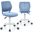 Adjustable blue mid back children study chair with 360-degree rotation and height adjustment for ergonomic comfort.