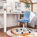 Blue adjustable mid back children's study chair with 360-degree wheels, perfect for home office or kids' room use.