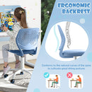 Adjustable mid back children's study chair in blue with ergonomic design, height adjustable for comfort and support.