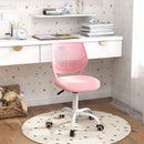 Light pink ergonomic children study chair with adjustable height, breathable mesh back, and comfortable sponge seat for.