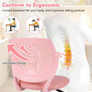Ergonomic children study chair in light pink with adjustable height, featuring a ventilated backrest for improved.
