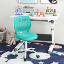 Adjustable green children study chair with ergonomic design and 360-degree swivel, perfect for desks and home offices.