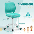 Adjustable mid back children's study chair in green with 360-degree wheels and height adjustment for ergonomic comfort.