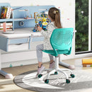 Children's adjustable mid-back study chair in green, featuring ergonomic design and 360-degree swivel for comfort and.