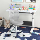 Ergonomic grey children study chair with adjustable height, breathable mesh back, and comfortable sponge seat for kids.