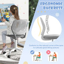 Ergonomic children's study chair in grey with adjustable height, breathable mesh backrest, and comfortable sponge.