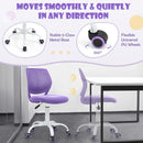 Adjustable purple mid back children's study chair with 360-degree swivel and height adjustment for comfortable seating.