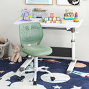 Light green ergonomic children study chair with adjustable height, featuring breathable mesh for comfort and support.