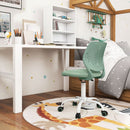 Light green ergonomic children study chair with adjustable height, featuring a breathable mesh back for comfort.