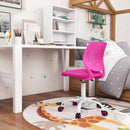 Pink adjustable mid-back children's study chair with 360-degree wheels, perfect for desks in kids' rooms or home.