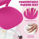 Comfortable padded seat of the pink adjustable children study chair with breathable mesh cover and high-density sponge.