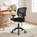 Children's black study chair with adjustable height, lumbar support, and 360-degree swivel for home or school use.