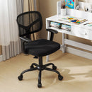 Children's black study computer chair with adjustable height, lumbar support, and 360-degree swivel for home or school.