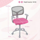 Children's study chair in rose with adjustable height, lumbar support, and 360-degree swivel for comfort and fun.