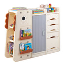 Dinosaur Toy Storage with 5 Bins and 3-Tier Bookshelf for Kids product image 1