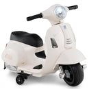 Baby Direct Licensed Vespa Kids Ride on Motorcycle with LED Headlight and Horn Sound in White