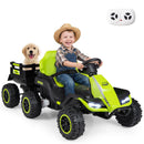 Baby Direct Ride on Tractor with Detachable Trailer 24V Kids Electric Vehicle with Parent Remote in Green
