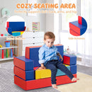 Colorful 4-in-1 multi-functional sofa set for kids with durable PU surface, ideal for playtime and easy to clean.