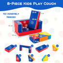 Colorful 8-piece kids play couch set with durable PU surface, versatile for sofa, table, and cushion use.