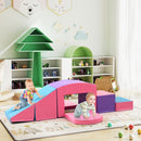 Six-Piece Foam Climbing Blocks with Tunnel and Ramp – Pink & Purple