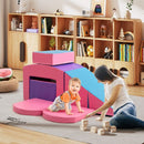 Six-Piece Foam Climbing Blocks with Tunnel and Ramp – Pink & Purple