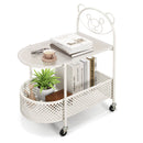 2-Tier Kids Storage Side Table Mobile Coffee Table w/Lockable Wheels product image 2