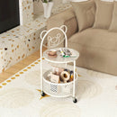 2-Tier Round End Table Storage Side Table Bedroom w/Lockable Wheels product image 2