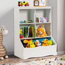 Kids Bookshelf, 3-Tier Toy Storage Organiser for Children w/4 Open Compartments and 1 Box product image 2