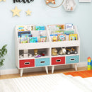 Kids Bookshelf, Children Book Display Rack with 3-Tier Bookshelves, Open Compartment & 2 Fabric Drawers product image 1