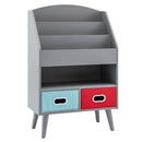 Kids Bookshelf, Children Book Display Rack with 3-Tier Bookshelves, Open Compartment & 2 Fabric Drawers product image 2