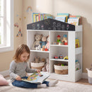 Kids Toy Storage Box, House Shaped Toy Organiser Cabinet, w/Compartments & Chalkboard product image 2