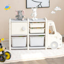 Kids Toy Storage Organiser with 2 Large Bins, Pull-Out Drawers, Cabinet, Front Store Space product image 2