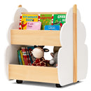 Kids Wooden Bookshelf, Toddler Double-Sided Bookcase Toy Storage Shelf w/Universal Wheels product image 1
