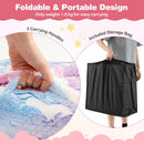 Foldable floor mattress with colorful flannel cover, featuring 3 carrying handles and included storage bag for easy.
