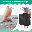 Foldable grey floor mattress with washable flannel cover, featuring 3 carrying handles and included storage bag for.