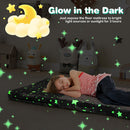 Grey foldable floor mattress with high-resilience sponge filling, offering cozy support for toddlers during naptime or.