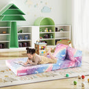 Kids folding sofa bed in multicolour with glow-in-the-dark patterns, perfect for reading and playtime on the floor.