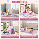 Kids folding sofa bed in multicolour, transforms into a floor mattress and play couch, perfect for reading and relaxing.