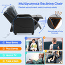 Kids recliner sofa in blue with side pockets and adjustable features, perfect for kids to watch TV and relax.