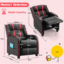 Kids recliner sofa in red with adjustable backrest and footrest, designed for comfort and easy cleaning, supports up to.