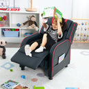 Kids reclining sofa in red with adjustable footrest, designed for comfort, stability, and perfect for children's.