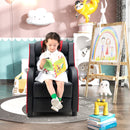 Kids recliner sofa in black and red, showcasing adjustable backrest and footrest, ideal for lounging and reading.