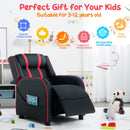 Kids recliner sofa in red with adjustable backrest and footrest, made of high-density sponge for comfort and easy.