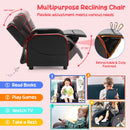 Kids recliner sofa in red with adjustable backrest and footrest, designed for versatile use, safe and comfortable for.