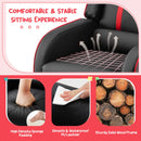 Kids recliner sofa in red with adjustable backrest and footrest, featuring high-density sponge padding for comfort.