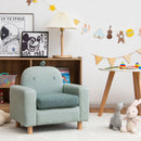 Kids sofa with cute dinosaur design, thick cushion, and wooden armrests, perfect for playrooms and cozy reading spaces.